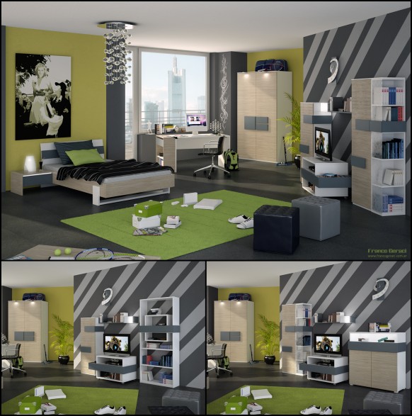 مكتبات للغرف ..  Teenage-rooms-byfeg-582x587