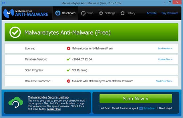 احسن 5 برامج الحماية لسنة 2015 في نظام الويندوز7 Malwarebytes