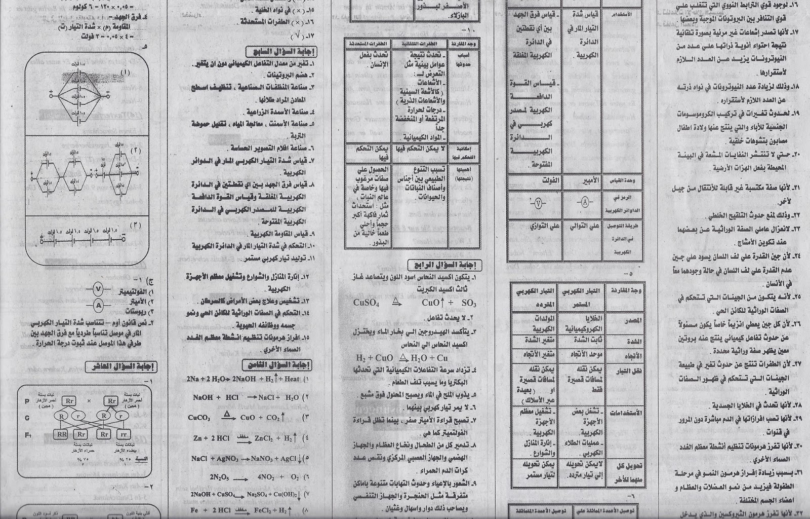 لمراجعة ليلة امتحان العلوم للشهادة الإعدادية أهم الأسئلة وإجاباتها - ملحق الجمهورية التعليمى Scan0003