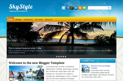 قالب السحر والجمال - قوالب بلوجر 2013 - قالب سماوى انيق Skystyle-blogger-template