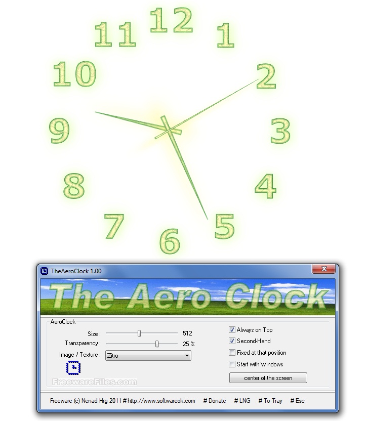 برنامج TheAeroClock 1.33 برنامج ساعة لسطح المكتب جميلة Aeroclock