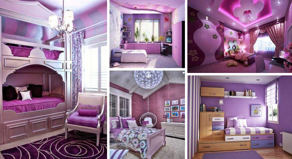 غرف اطفال وفتيات باللون الاورجواني Purple Fashionable Girls’ rooms 1