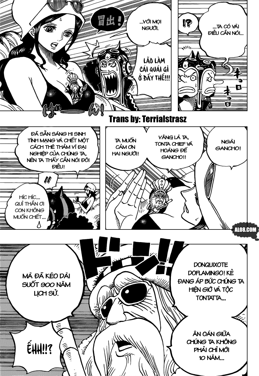 One Piece Chapter 718: Những chiến binh hoàng gia Riku ở cánh đồng hoa 006