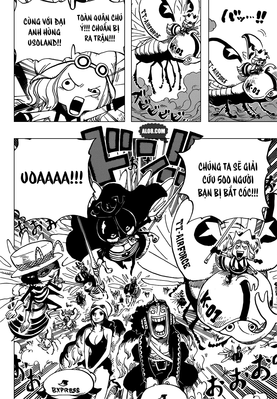 One Piece Chapter 718: Những chiến binh hoàng gia Riku ở cánh đồng hoa 005