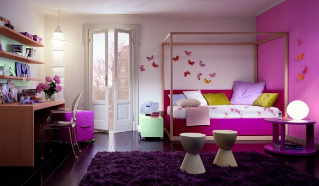 غرف اطفال وفتيات باللون الاورجواني Purple Fashionable Girls’ rooms Childrens-bedroom-painting-ideas-with-dark-purple-accents-633x370