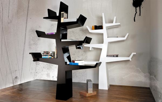 مكتبات للغرف ..  Black-and-white-modern-tree-bookshelf