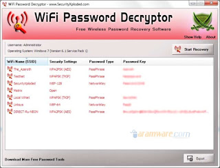 WiFi Password Decryptor 3.5 برنامج كشف كلمة سر الوايرلس Wifipassworddecryptor