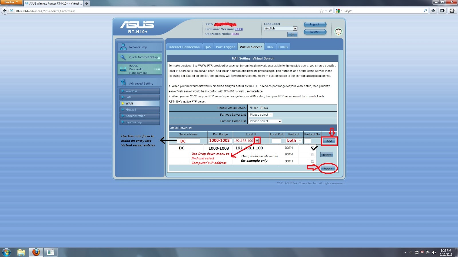 WIFI SETTINGS Asus