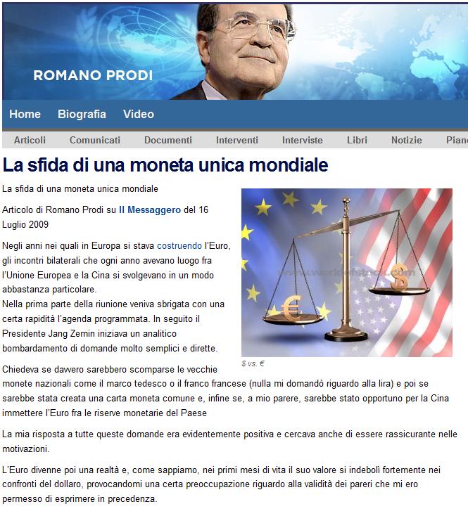 El reto de una moneda única mundial (Romano Prodi, 2009) Prodimoneta