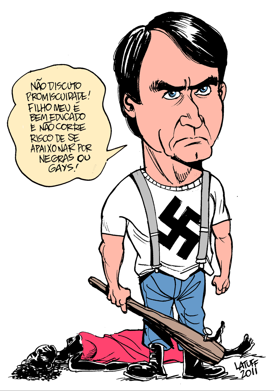 O "Adolf Hitler" Brasileiro - Jair Bolsonaro o Fascista no CQC Latuf_Charge-Bolsonaro