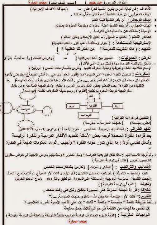 نماذج تحضير دروس اللغة العربية بطريقة القرائية للصفوف الأولى من المرحلة الابتدائية 10151795_316745791843091_7872368083860841543_n