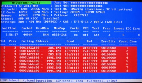 افحص واكتشف كفائة الرامات والتاكد من سلامتها وانها لا تحتاج للتغير Memtest86