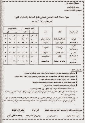 جداول امتحانات ابتدائية محافظة الاسكندرية الترم الثاني 2015 - جداول كل المراحل الابتدائية بمحافظة الاسكندرية اخر العام 2015 5%D8%A8