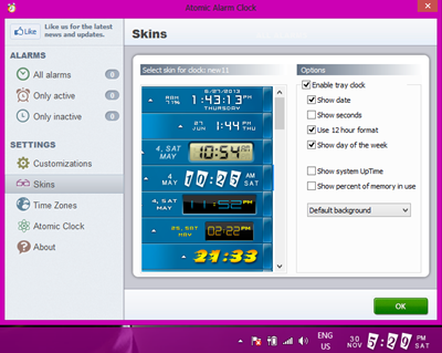 برنامج تغيير شكل ساعة الويندوز لاشكال رائعة 6.264 Atomic Alarm Clock Alarm