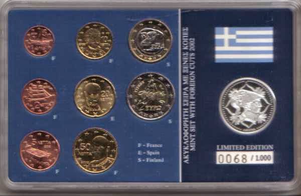 Cartera Grecia con moneda Española 1