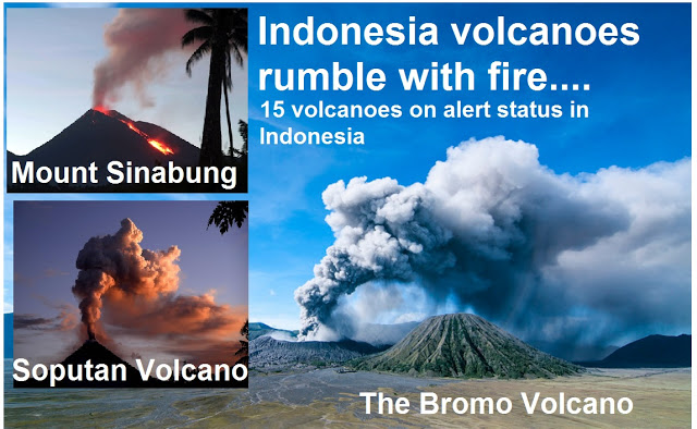 Indonesian volcanoes rumble with fire!  Untitled