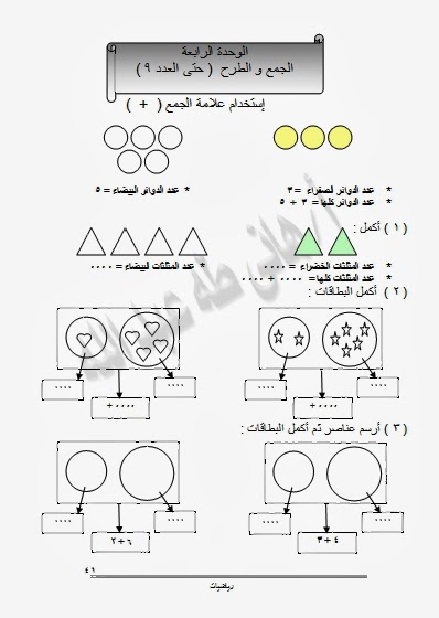 مذكرة 100 صفحة لشرح ومراجعة حساب للصف الاول الابتدائى 580