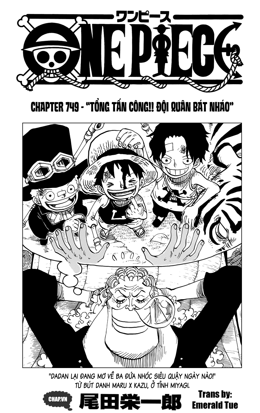 One Piece Chapter 749: "Tổng tấn công!! Đội quân bát nháo" 001