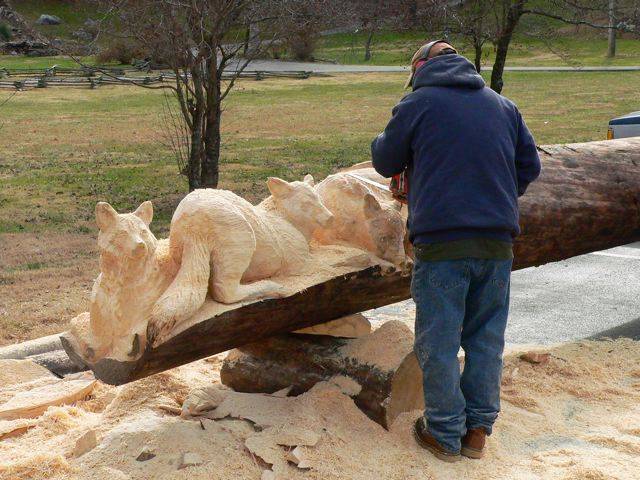 Animals Carved In Tree Trunk Image003