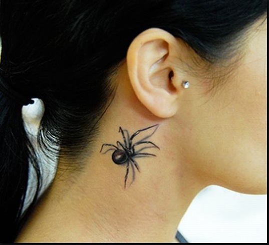 Foto tatuazhe te ndryshme - Faqe 3 3D-Spider-Tattoo-Design-For-Girls-Neck-Tattoo