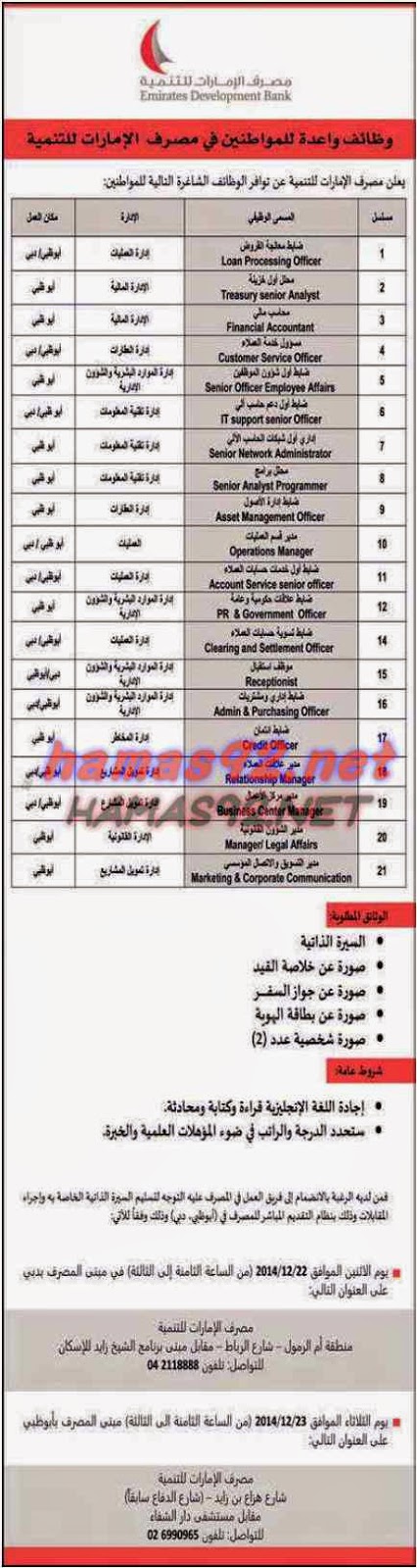 وظائف خالية من جريدة الاتحاد الامارات الاحد 21-12-2014 %D9%85%D8%B5%D8%B1%D9%81%2B%D8%A7%D9%84%D8%A7%D9%85%D8%A7%D8%B1%D8%A7%D8%AA%2B%D9%84%D9%84%D8%AA%D9%86%D9%85%D9%8A%D8%A9%2B%D8%A7%D9%84%D8%A7%D8%AA%D8%AD%D8%A7%D8%AF