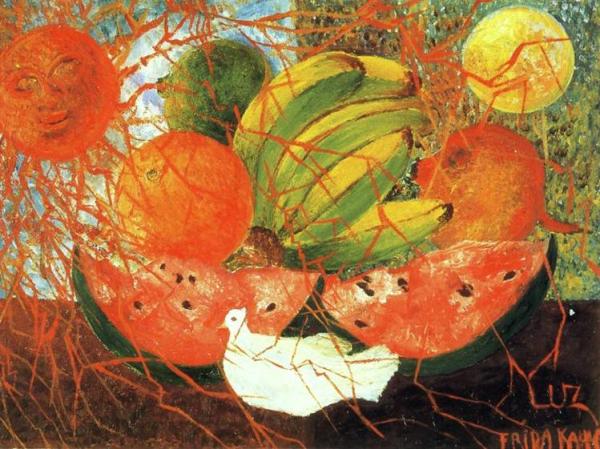 Frida Kahlo - La estetica del Dolor [autor: INEFABLEMENTEROTICA] 050_Frida-Kahlo-1954_Fruit-of-Life_Oil-45x62cm_Private-collection_600px