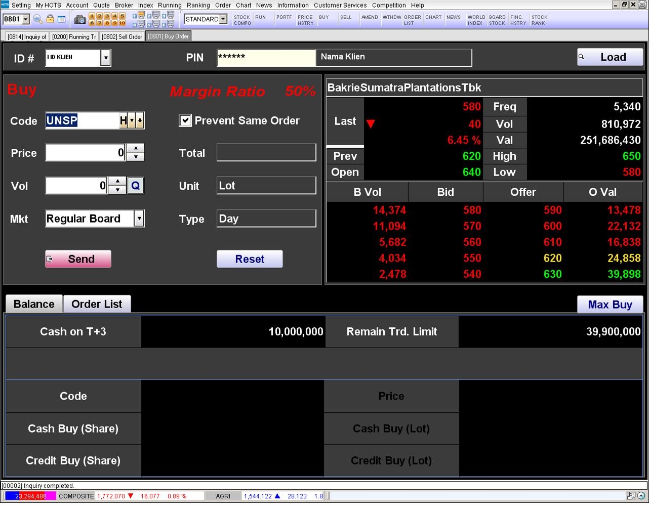 cara investasi saham lokal di PT eTrading securitas Buy