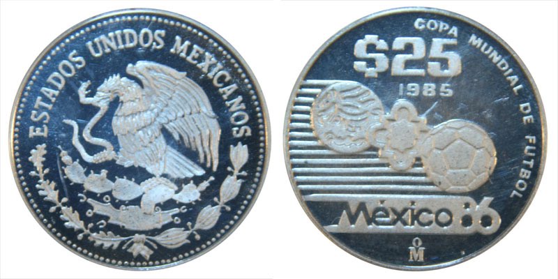 Las monedas de plata del Mundial de Fútbol “México 86”…un cuarto de siglo después. 25-3