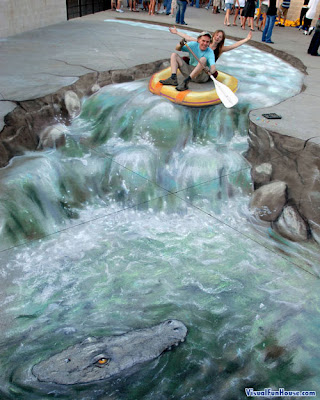 un groso total el loco pintando Julian-beever-rafting-3d