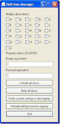 Simple tool for hiding Windows logical drives Nd1