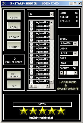 5 (    )Star Booter make a Client Yahoo or Tunnel Dc...good software 5