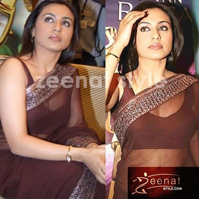 Sari-ul indian & bijuterii indiene  - Pagina 3 Rani-mukerjee-hot-brown-bollywood-saree