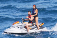 Nina Dobrev and Asustin Stowell enjoy the ocean off the cost the French Riviera (July 26) ND0WG4Ds