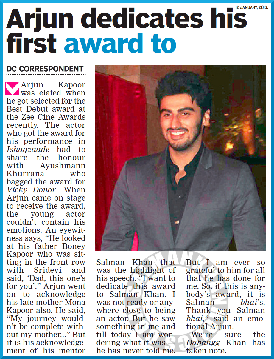 award - ★ Arjun Kapoor dedicates first award to late mother, Salman !! Tumblr_mghggoVV3b1qctnzso1_1280