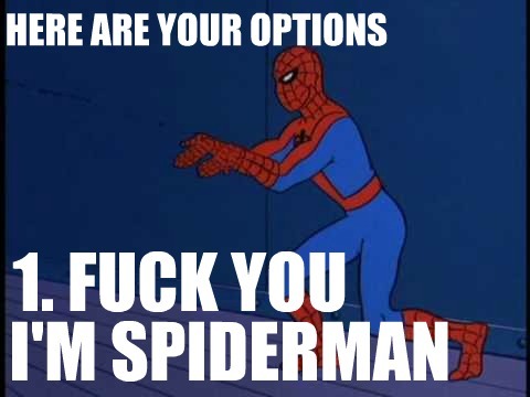 Because FUCK YOU, I'm spiderman! Tumblr_lpkybale1N1r0ibeto1_500