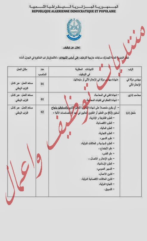 اعلان عن توظيف بالجمارك الجزائرية - توظيف وعمل مارس 2014 Untitled-2