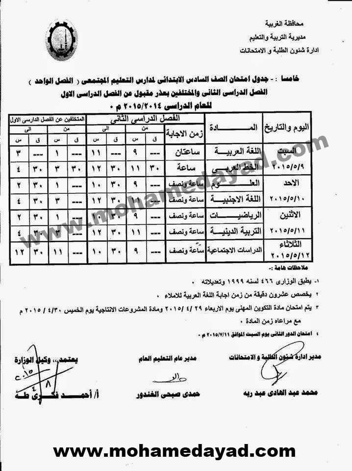 جداول امتحانات محافظة الغربية ترم ثاني 2015 جميع المراحل  Gh-table-exam-2015%2B%2828%29%2Bcopy