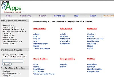 Scaricare le Versioni Precedenti dei Software Oldapps