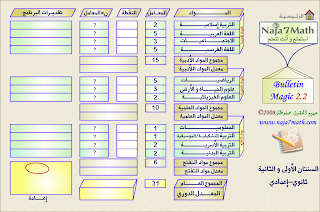 برنامج إلكتروني لحساب المعدل الدراسي الدوري أو السنوي موجه لتلاميذ التعليم الثانوي الإعدادي بالمغرب Bulletin