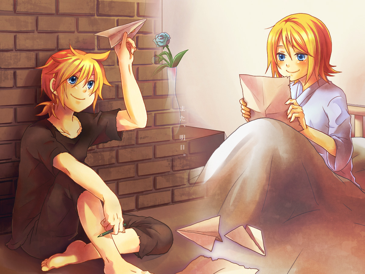 [Vocaloid] Rin & Len Kagamine Paper-Plane-rin-and-len-kagamine