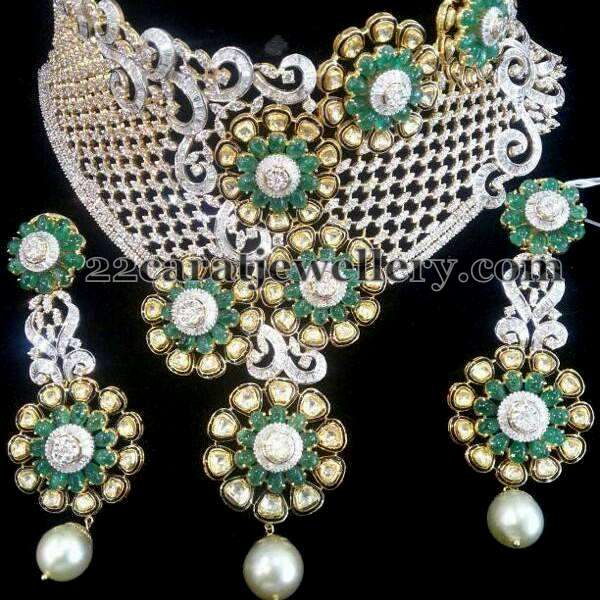 اطقم زمرد فاخره Emerald-flowers-diamond-set