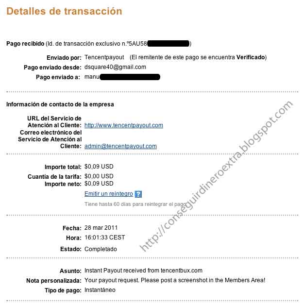 1er pago de TenCentBux recibido (instantáneo) Tencentbuxcomprobantepago20110328