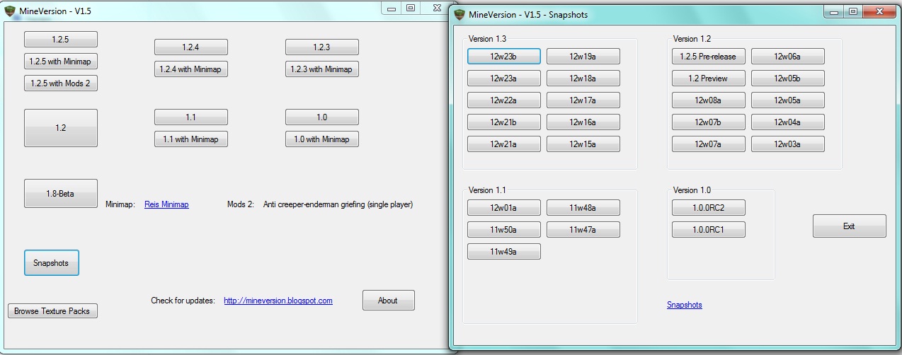MineVersion, programa para cambiar de version en un clic Screen