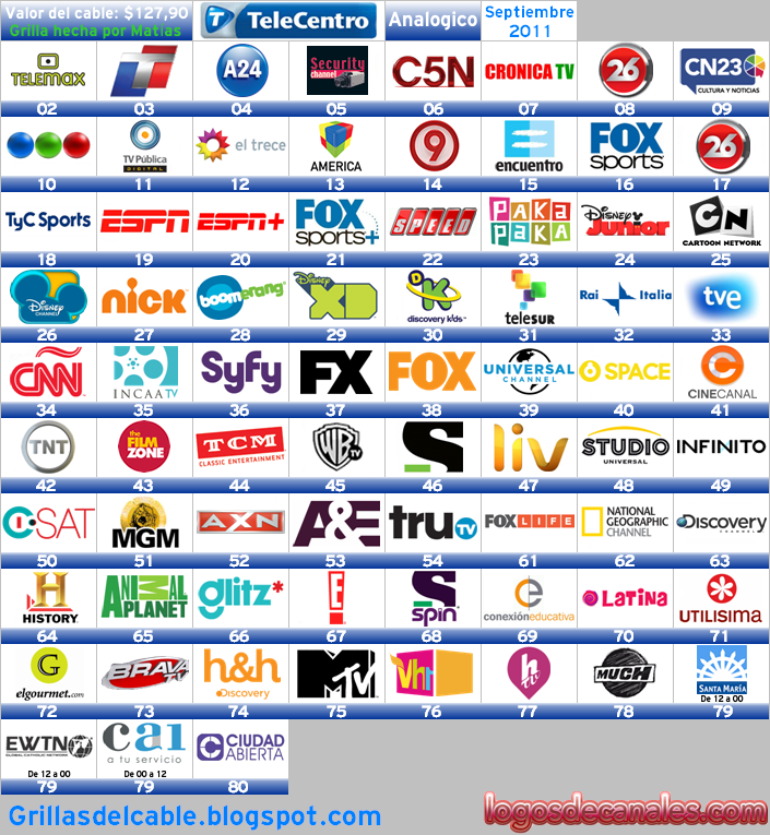 Guía de canales TeleCentro Septiembre 2011 Septiembre