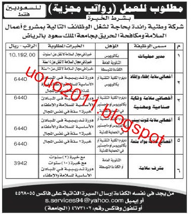 وظائف السعودية - وظائف الصحف السعودية الاحد 15 مايو 2011 1