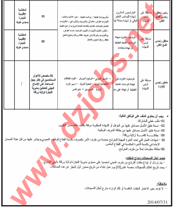 مسابقة توظيف بمديرية التجارة لولاية ورقلة جويلية 2014 Ou2