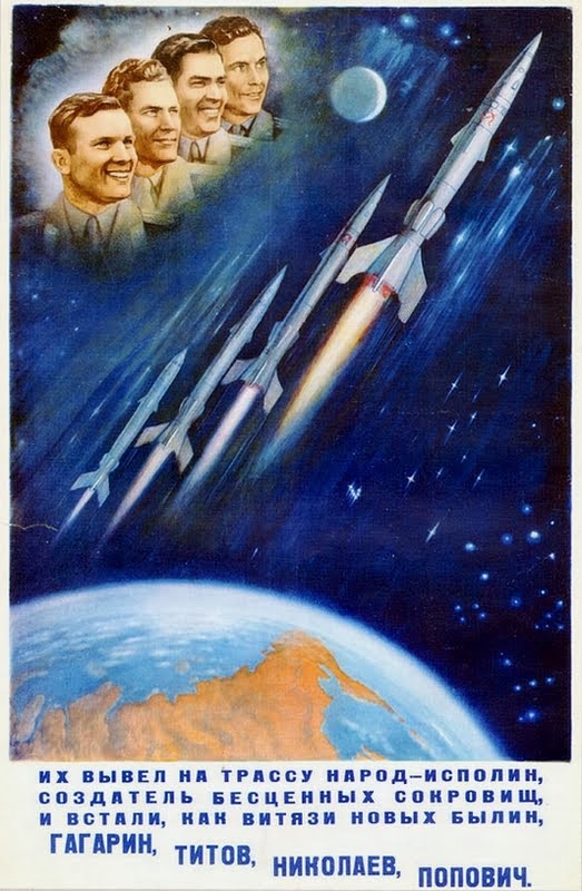 Carteles propagandísticos relacionados con la conquista espacial soviética Soviet-Space-Propaganda-Posters-4