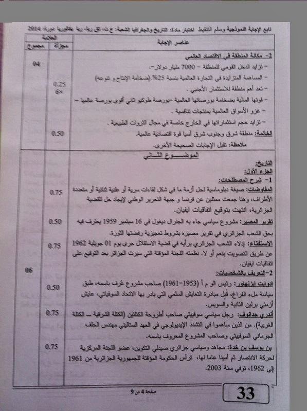 الاجابة النموذجية و سلم التنقيط لمادة التاريخ و الجغرافيا للشعب العلمية   1606992_280474972132060_4971800537681510646_n