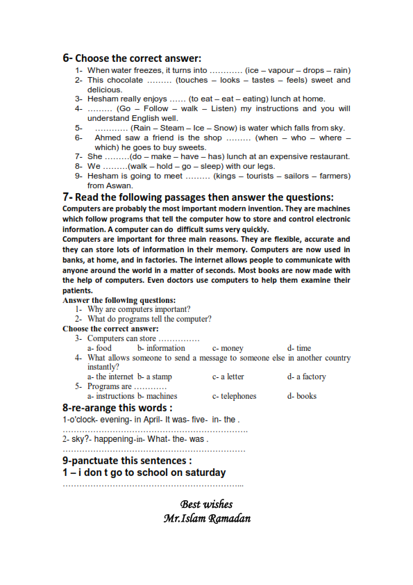  ل 2 اعدادى ختبار انجليزي متميز 2015  Test%2B2%2Bpre%2B_002