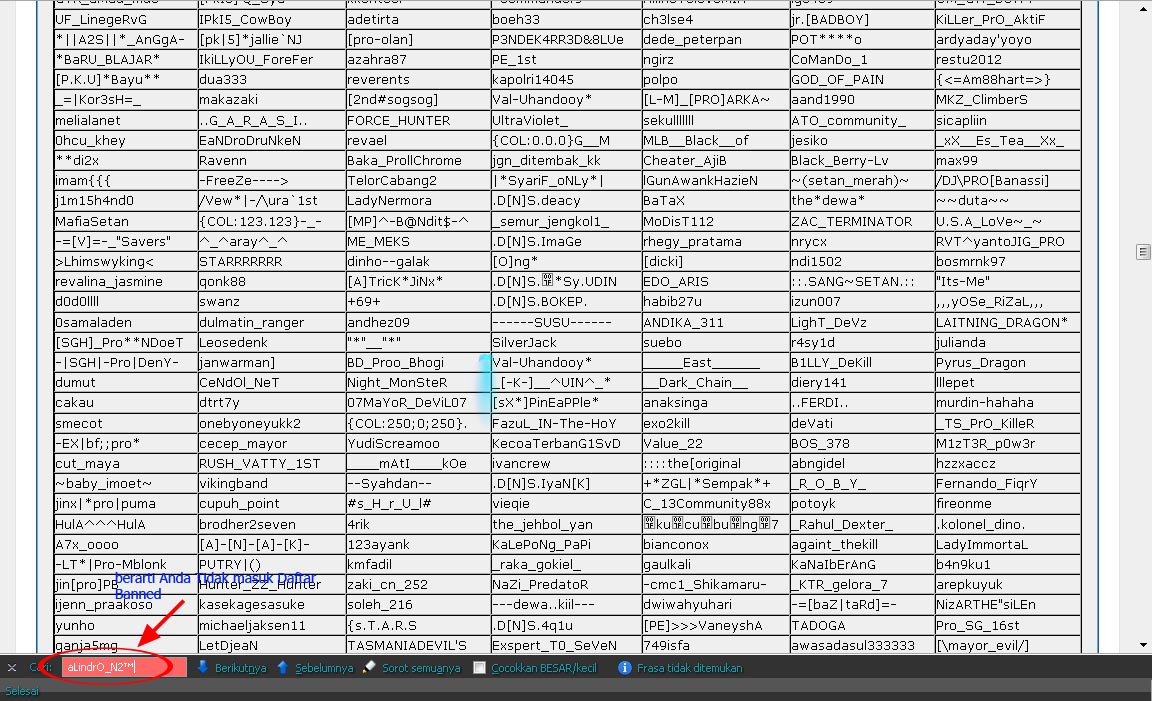 [INFO]Cara Cepat Mencari Nick Pb Ke Banned atau Tidak .!! 3